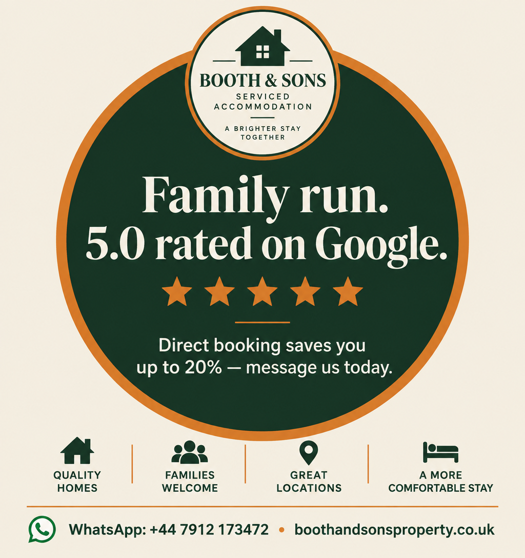 Booth & Sons promotional flyer — Family run, 5.0 rated