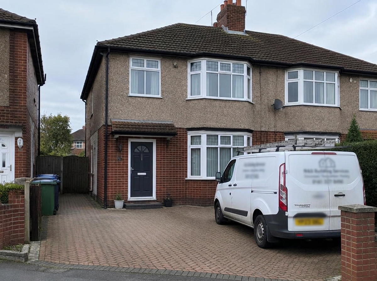 Typical Manchester contractor house with parking
