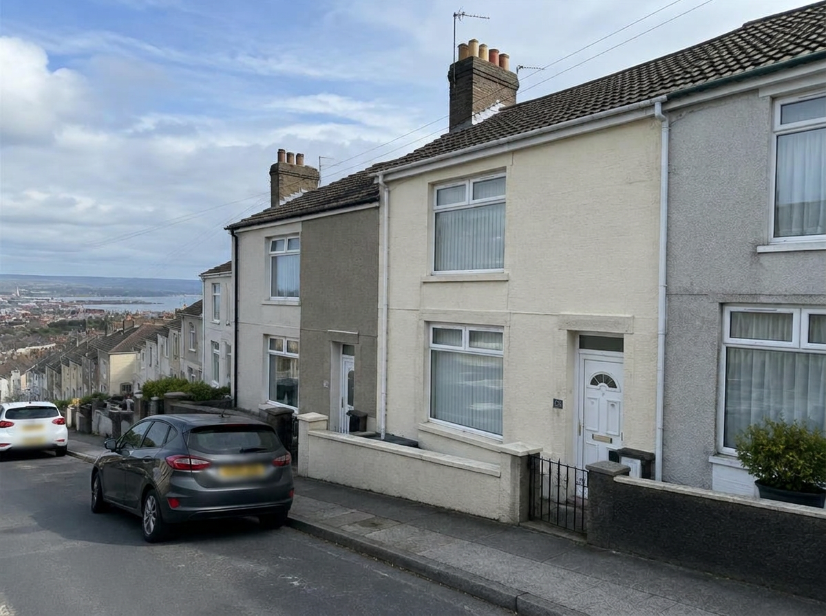 Typical Swansea contractor house with parking